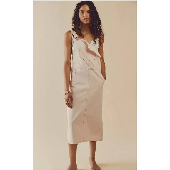 Levi's Premium Dresses & Skirts - Levi's Hendrix Denim Skirtall Dusty Pink Overall Midi Dress XS